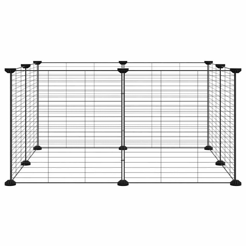 Cușcă pentru animale de companie cu 8 panouri, neagră, 70x70x35 cm, oțel