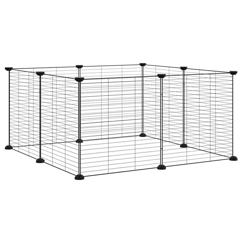 Cușcă pentru animale de companie cu 8 panouri, neagră, 70x70x35 cm, oțel