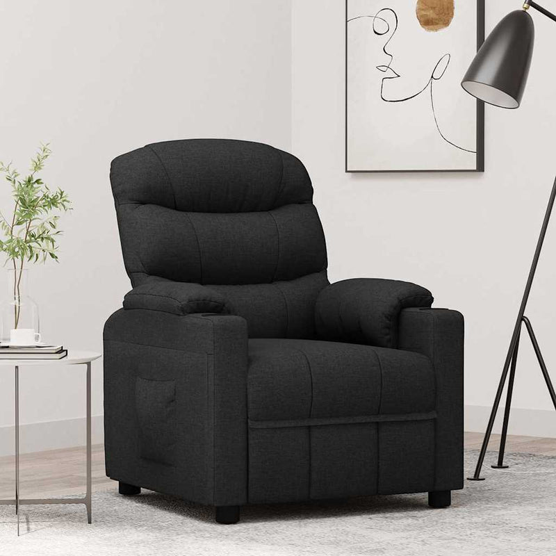 Fotoliu rabatabil, negru, material textil