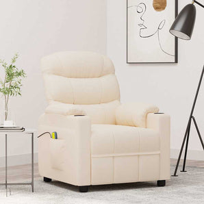Fotoliu de masaj, crem, material textil