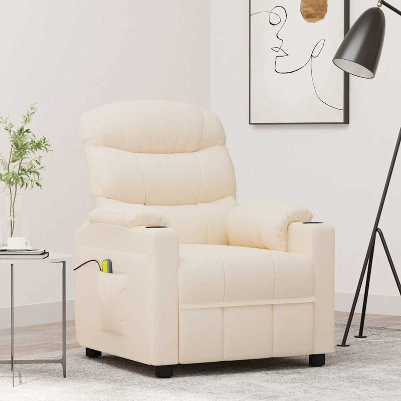 Fotoliu de masaj, crem, material textil