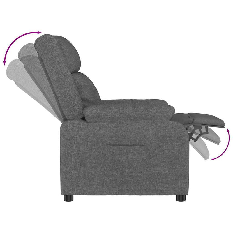 Fotoliu rabatabil, gri închis, material textil
