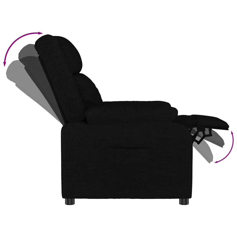 Fotoliu rabatabil, negru, material textil