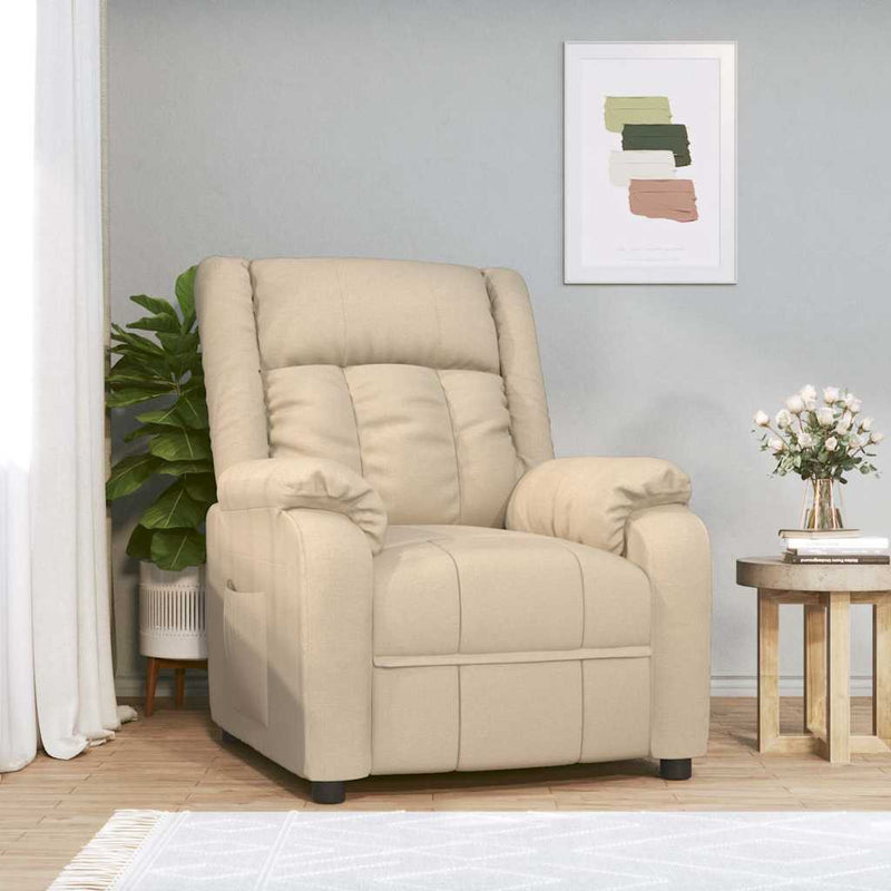 Fotoliu rabatabil, crem, material textil