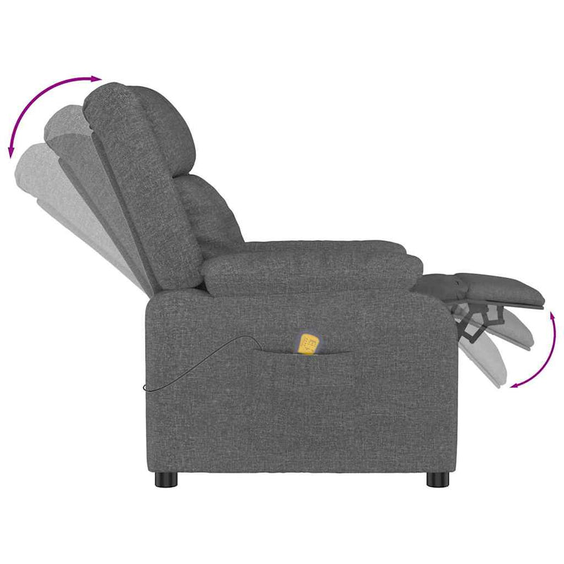Fotoliu de masaj, gri închis, material textil