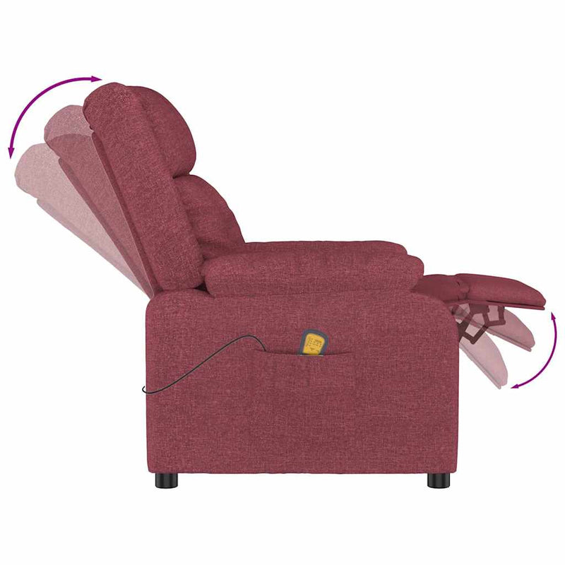 Fotoliu de masaj, roșu vin, material textil