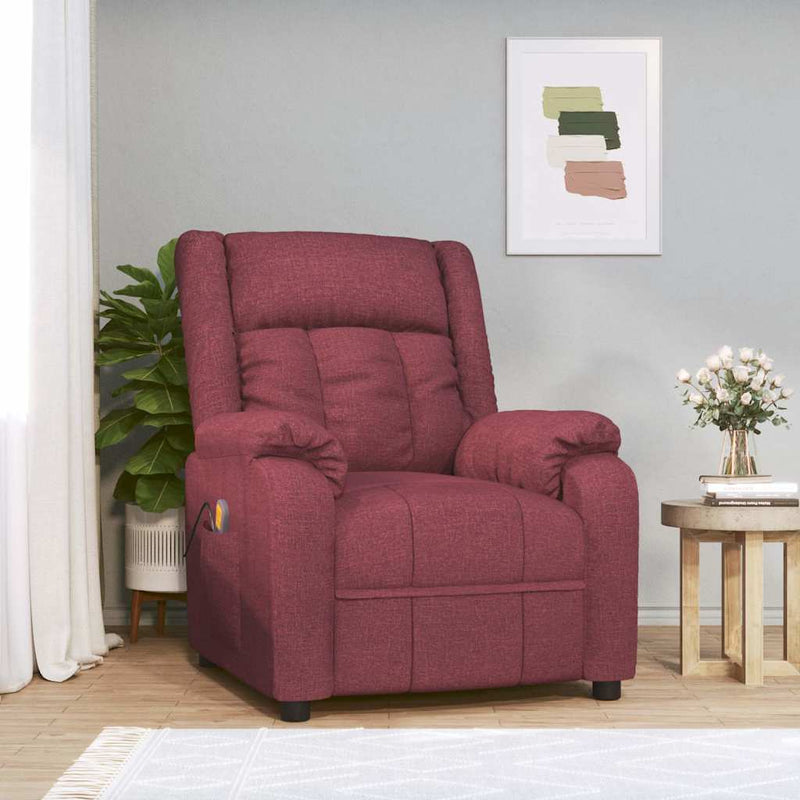 Fotoliu de masaj, roșu vin, material textil