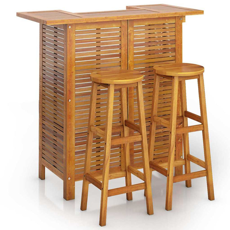 Set mobilier de bar de grădină, 3 piese, lemn masiv de acacia