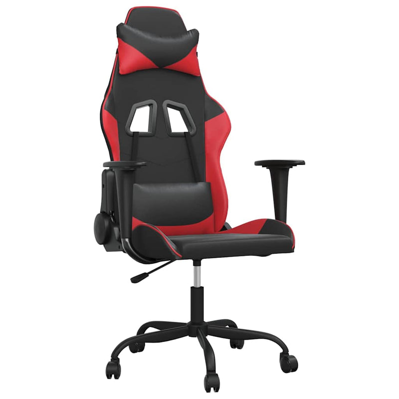 Scaun de gaming de masaj, negru și roșu, piele ecologică