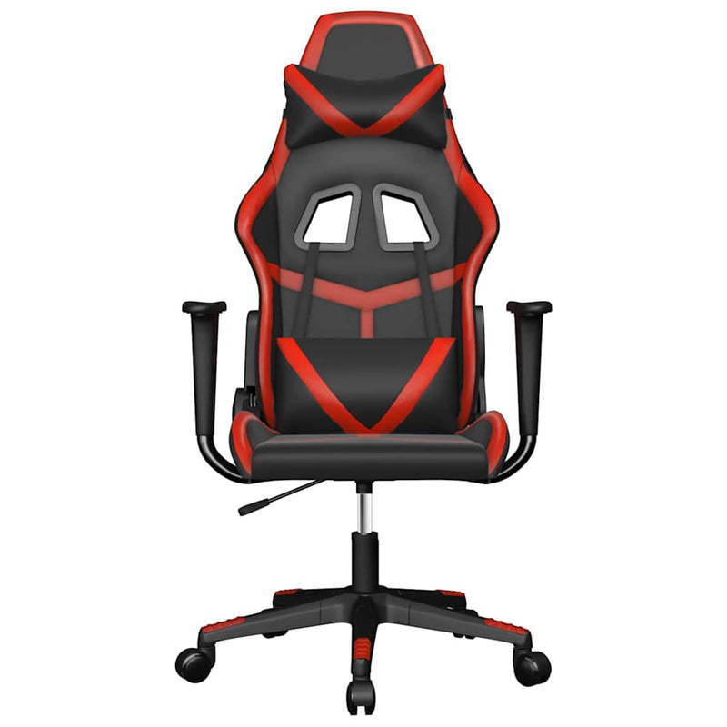 Scaun de gaming de masaj, negru și roșu, piele ecologică