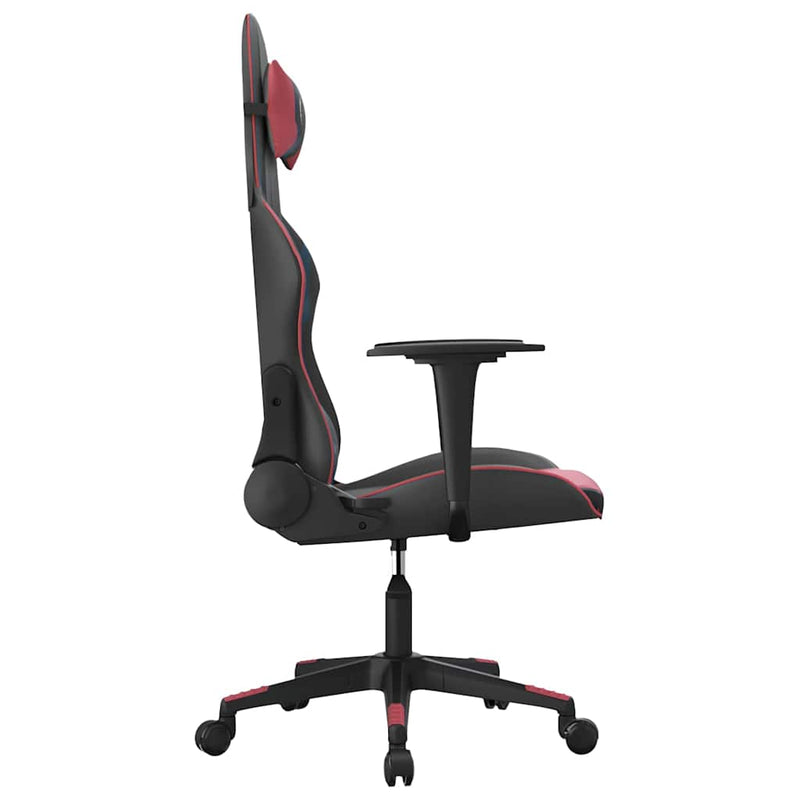 Scaun de gaming de masaj, negru și roșu vin, piele ecologică