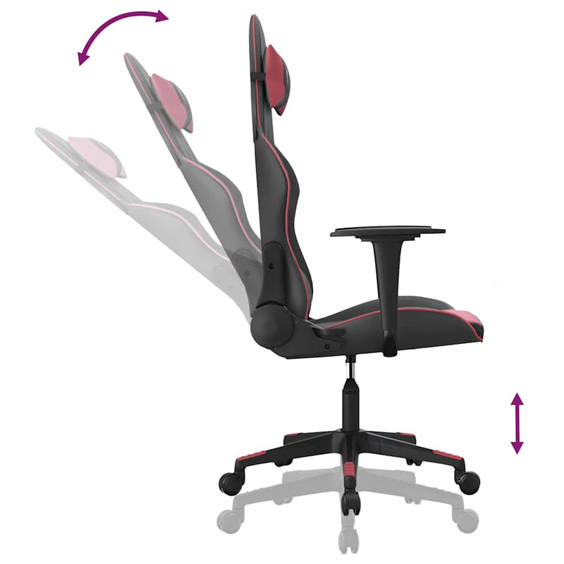 Scaun de gaming de masaj, negru și roșu vin, piele ecologică