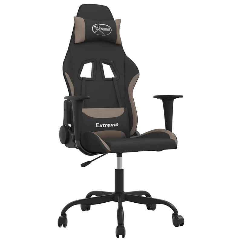 Scaun de gaming cu masaj, negru și taupe, material textil