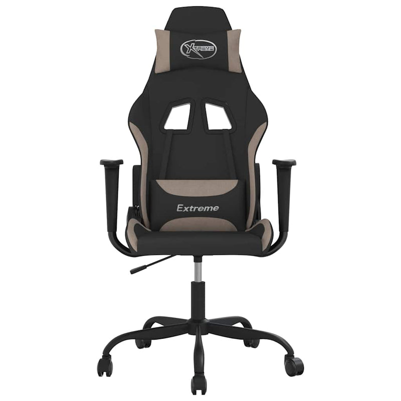 Scaun de gaming cu masaj, negru și taupe, material textil