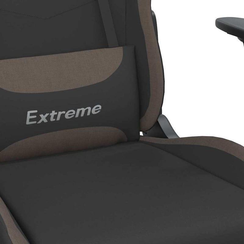 Scaun de gaming cu masaj, negru și taupe, material textil