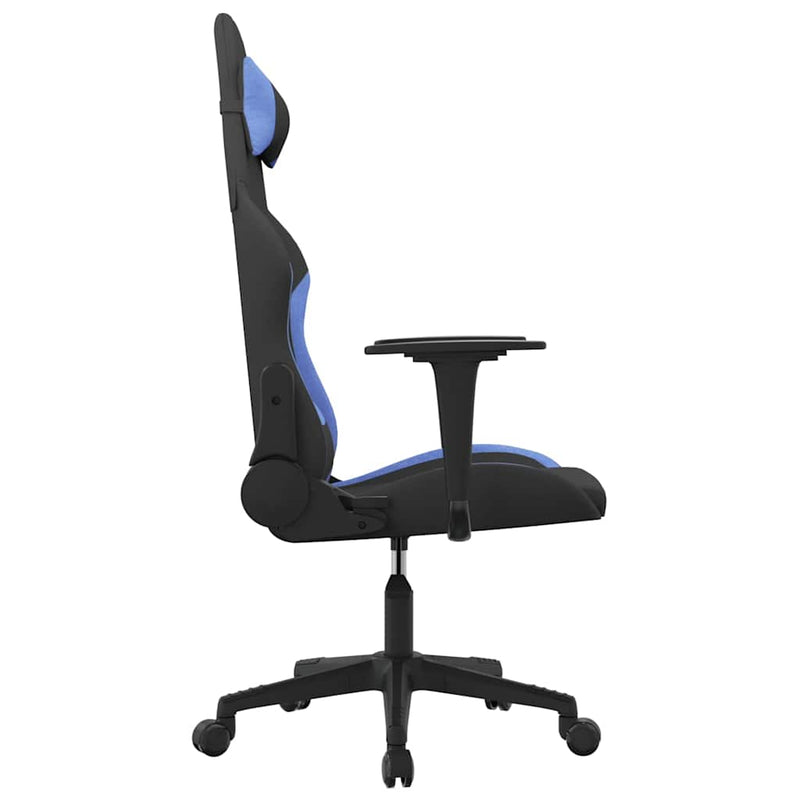 Scaun de gaming cu masaj, negru și albastru, material textil