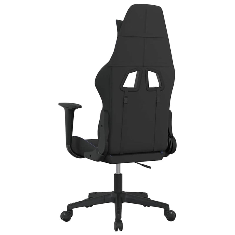 Scaun de gaming cu masaj, negru și albastru, material textil
