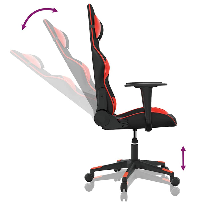 Scaun de gaming de masaj, negru și roșu, piele ecologică