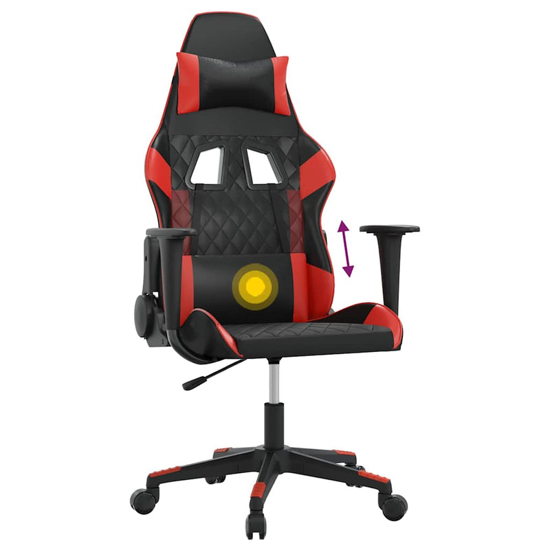Scaun de gaming de masaj, negru și roșu, piele ecologică