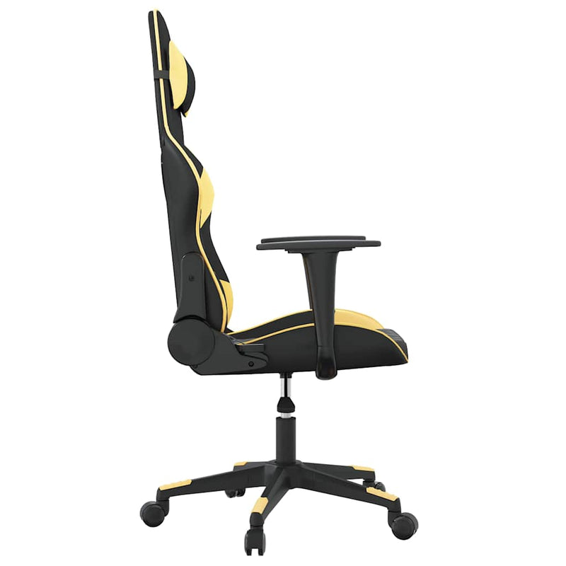 Scaun de gaming de masaj, negru și auriu, piele ecologică