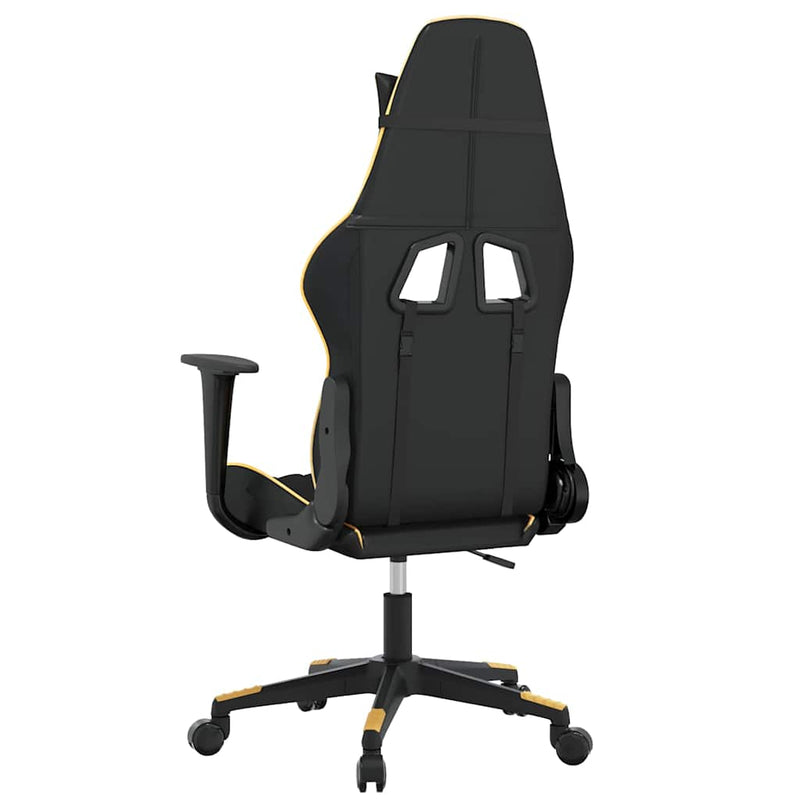 Scaun de gaming de masaj, negru și auriu, piele ecologică