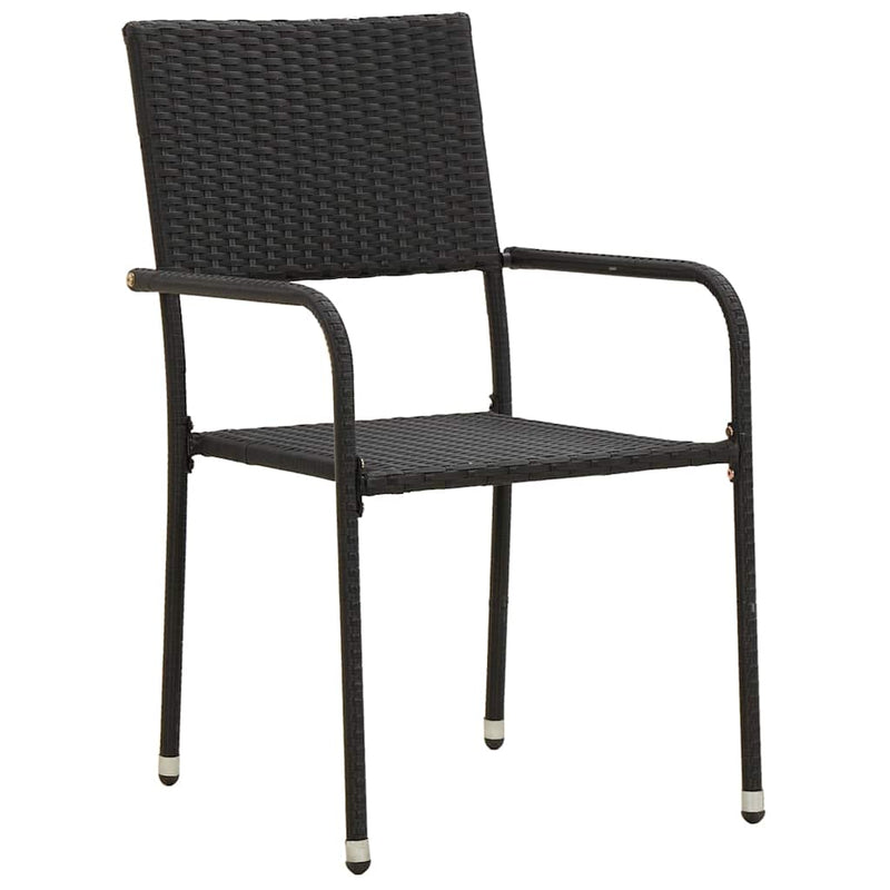 Set mobilier de exterior, 7 piese, negru, poliratan
