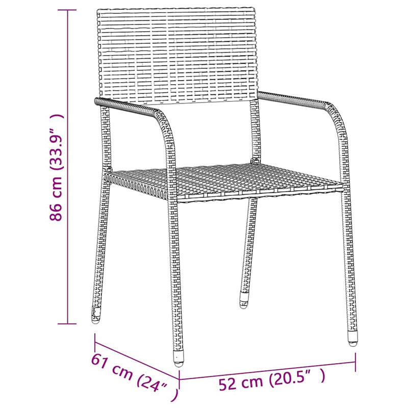 Set mobilier de exterior, 7 piese, negru, poliratan