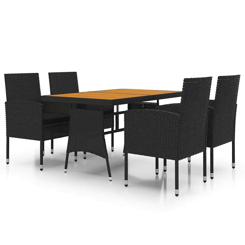 Set mobilier de exterior, 5 piese, negru, poliratan