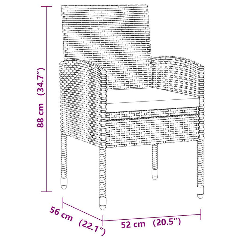 Set mobilier de exterior, 5 piese, negru, poliratan