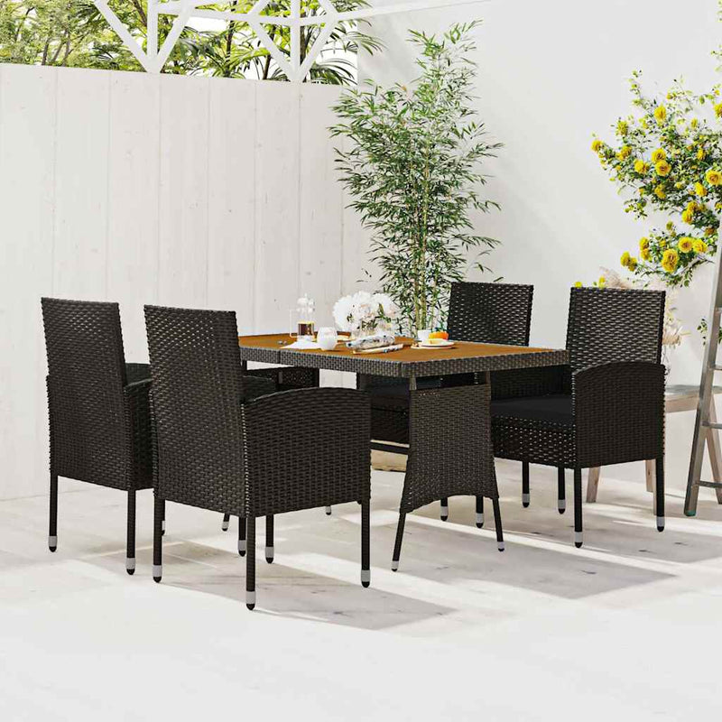 Set mobilier de exterior, 5 piese, negru, poliratan