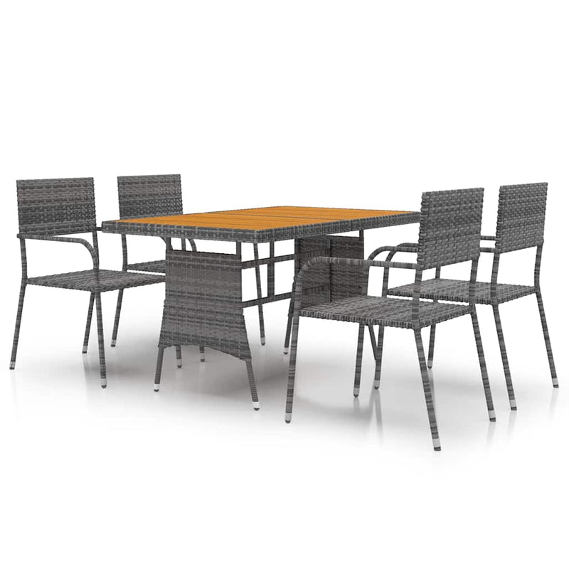 Set de mobilier de exterior, 5 piese, gri, poliratan