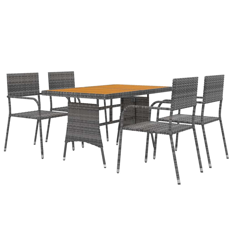 Set de mobilier de exterior, 5 piese, gri, poliratan