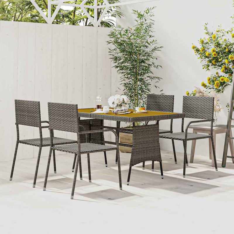 Set de mobilier de exterior, 5 piese, gri, poliratan