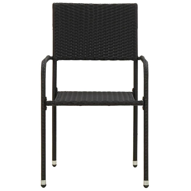 Set mobilier de exterior, 9 piese, negru, poliratan