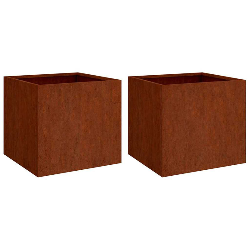 Jardiniere, 2 buc., 32x30x29 cm, oțel corten
