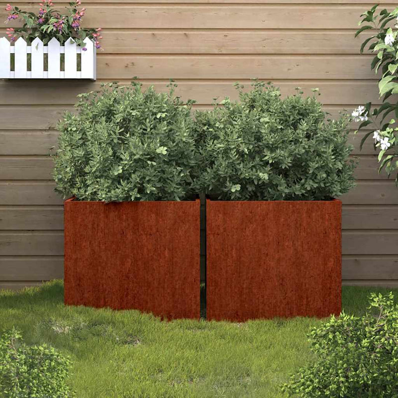 Jardiniere, 2 buc., 32x30x29 cm, oțel corten