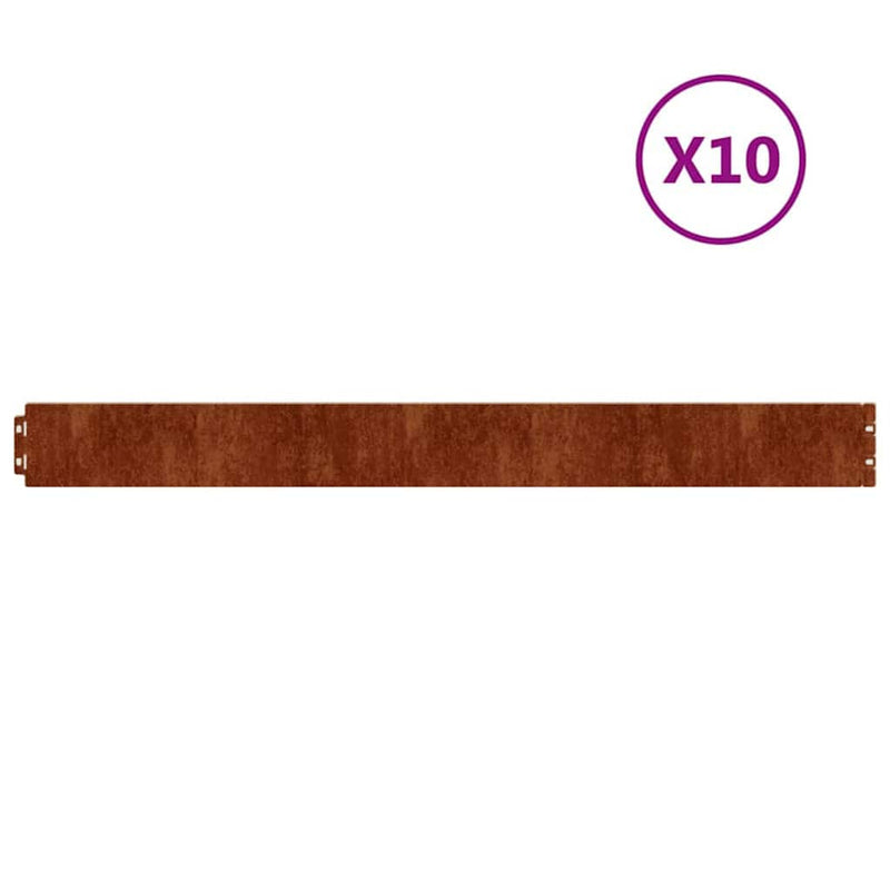 Margine pentru gazon 10 buc. 10 x 103 cm Ruginit