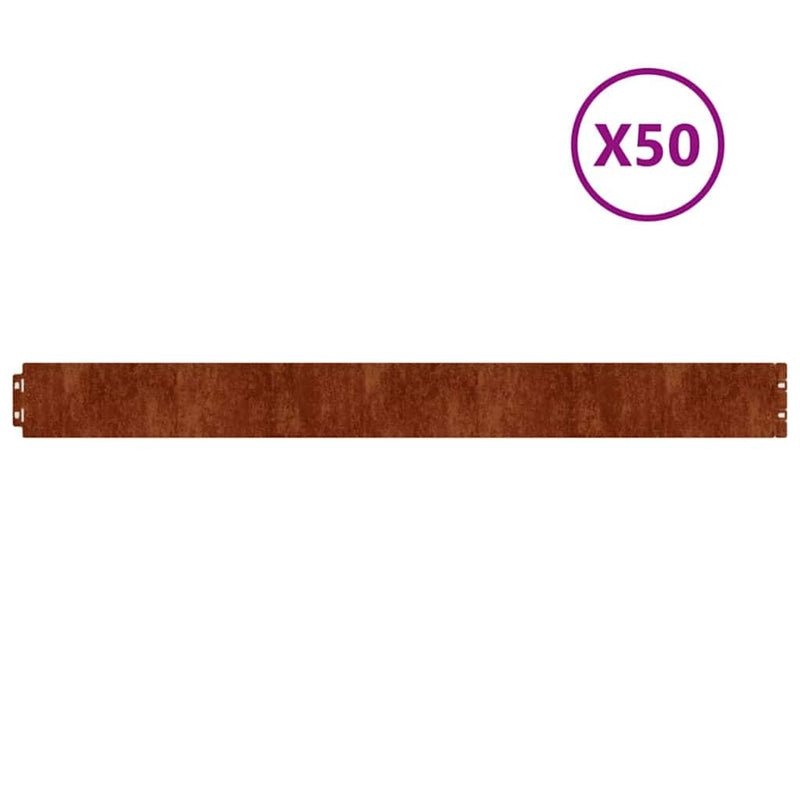 Margine pentru gazon 50 buc. 10 x 103 cm Ruginit