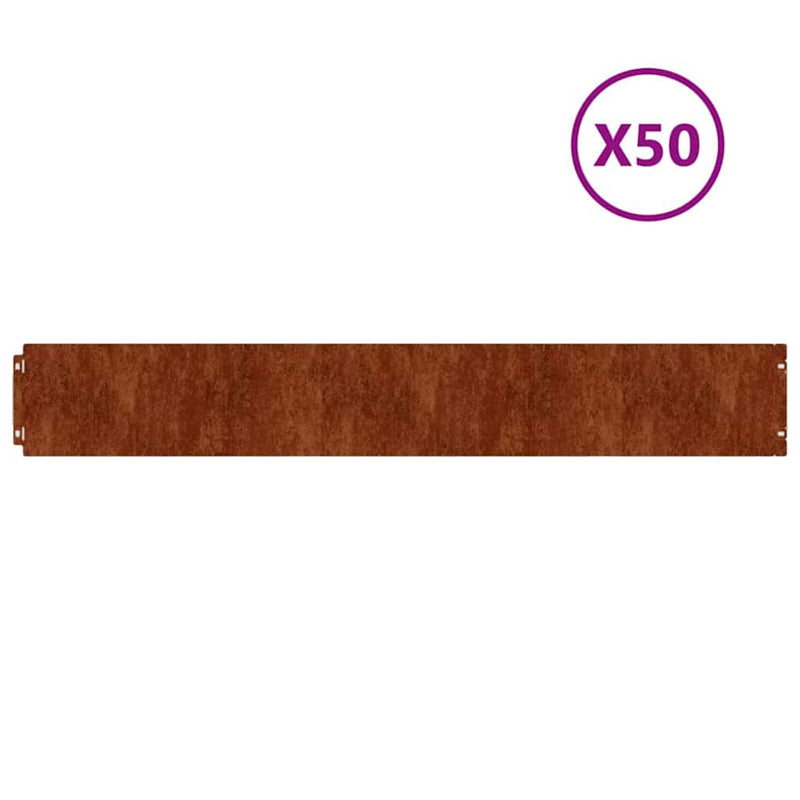 Margine pentru gazon 10 buc. 15 x 103 cm Ruginit