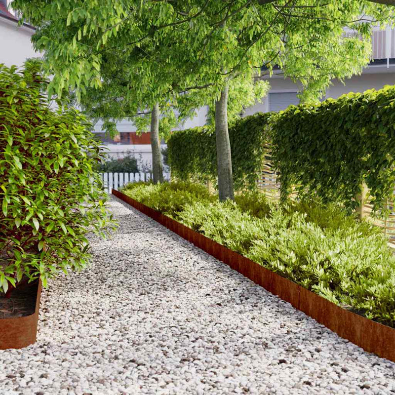 Margine pentru gazon 10 buc. 15 x 103 cm Ruginit