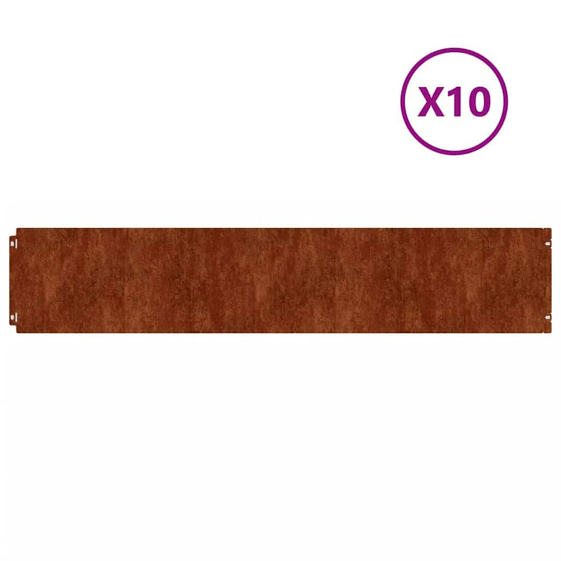 Margine pentru gazon 10 buc. 20 x 103 cm Ruginit