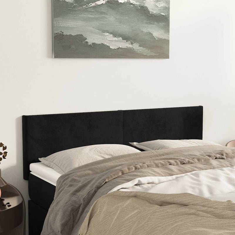 Tăblii de pat, negru, 144x5x78/88 cm, catifea