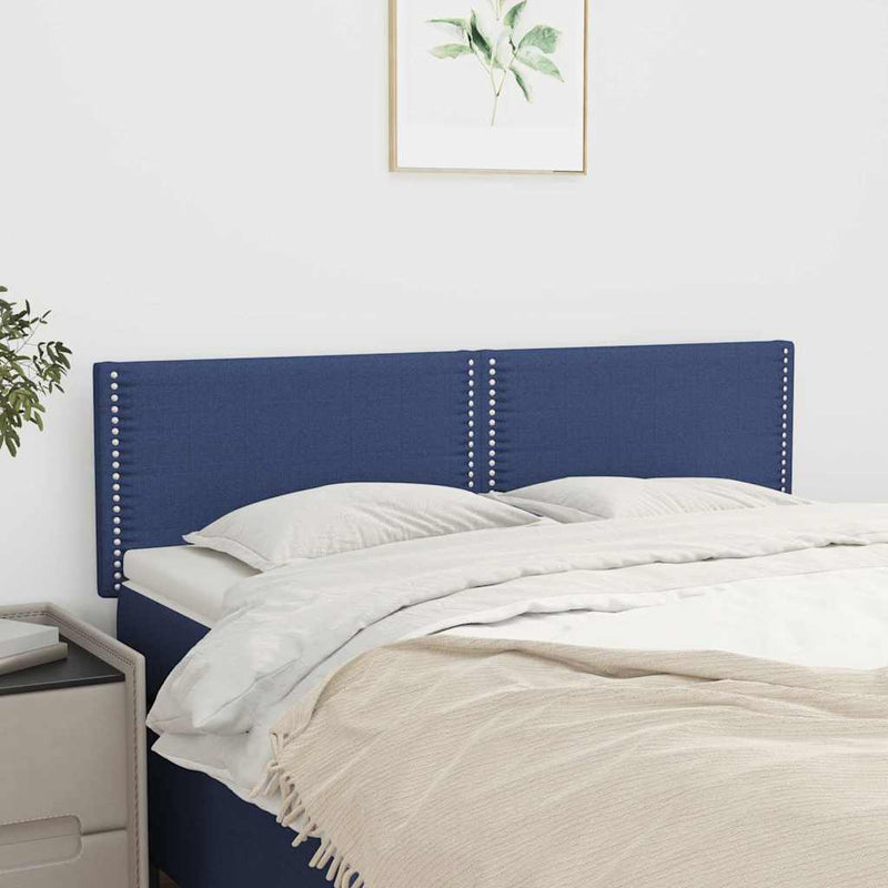 Tăblii de pat, albastru, 144x5x78/88 cm, textil