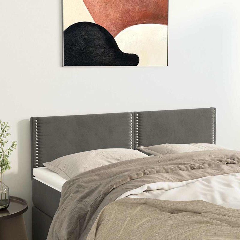 Tăblii de pat, gri închis, 144x5x78/88 cm, catifea