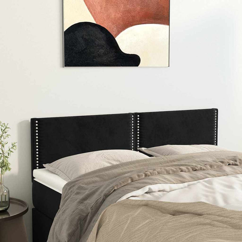 Tăblii de pat, negru, 144x5x78/88 cm, catifea