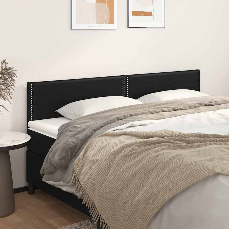 Tăblii de pat, negru, 200x5x78/88 cm, piele ecologică
