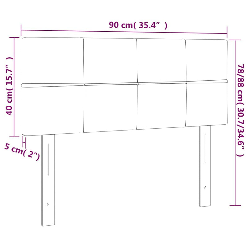 Tăblie de pat, maro închis, 90x5x78/88 cm, textil