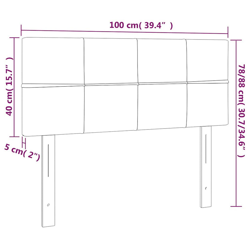 Tăblie de pat, gri închis, 100x5x78/88 cm, textil