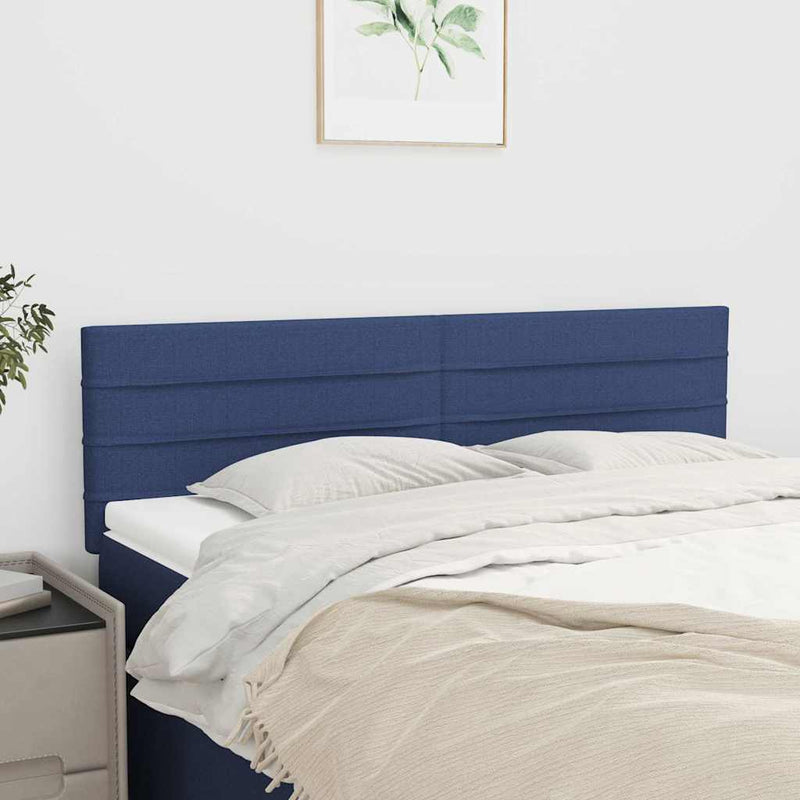 Tăblii de pat, albastru, 144x5x78/88 cm, textil