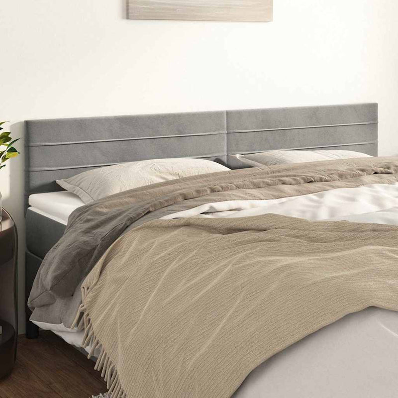 Tăblii de pat, gri deschis, 200x5x78/88 cm, catifea